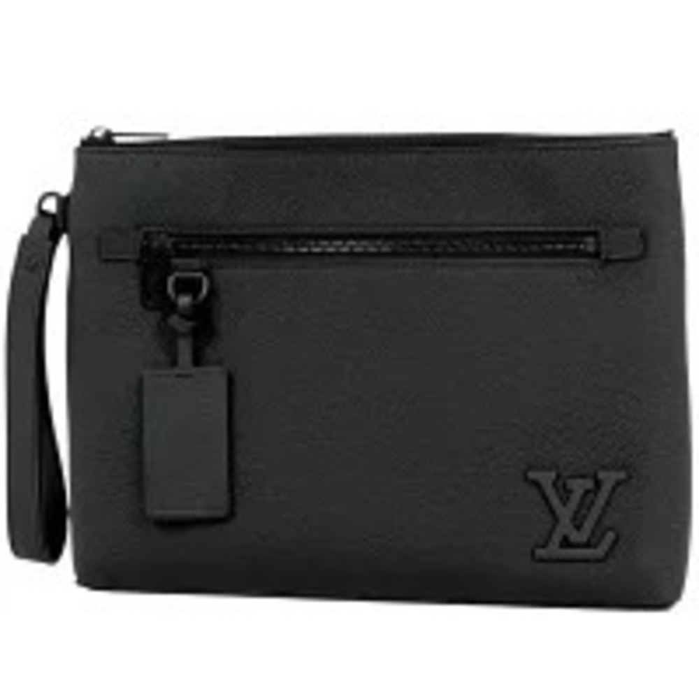 Louis Vuitton Pochette iPad Shoulder Bag LV Aerogram Clutch Leather Noir Black